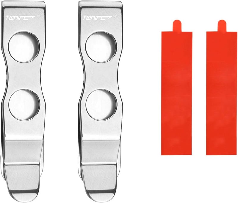 TONIFE Pocket Clip for Smartphones Multi Tool Utility Clip for Belt Holster Mobile Case, Secured with 3M VHB Adhesive, Stainless Steel - Image 1